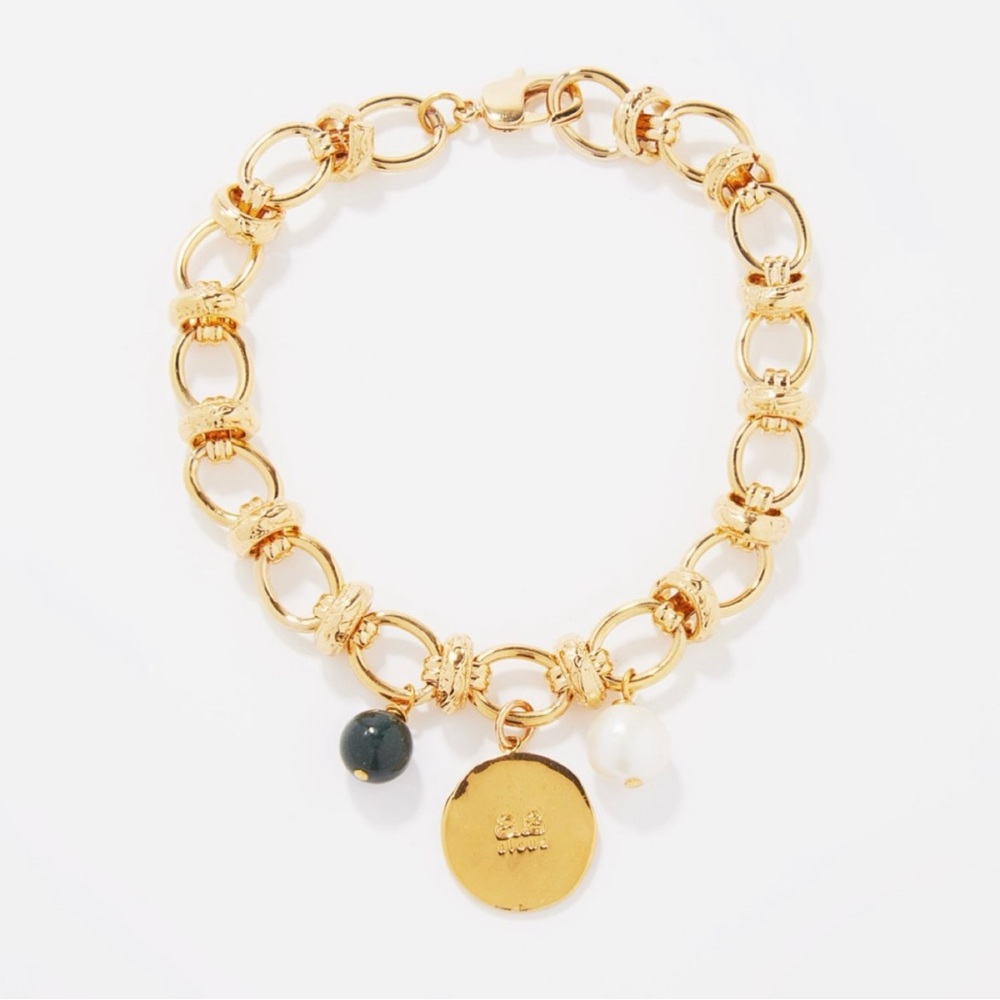 New w/ Tags By Alona Cielo Pearl, Agate & 18kt gold-Plated Anklet
